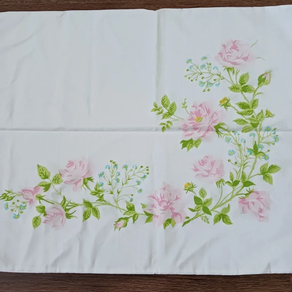 Vintage Pink Roses Martex Standard size PILLOWCASE 4